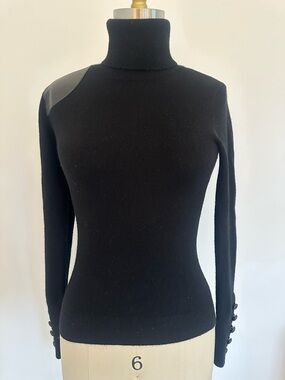 Ralph Lauren Black Turtleneck Sweater with Shoulder Patch